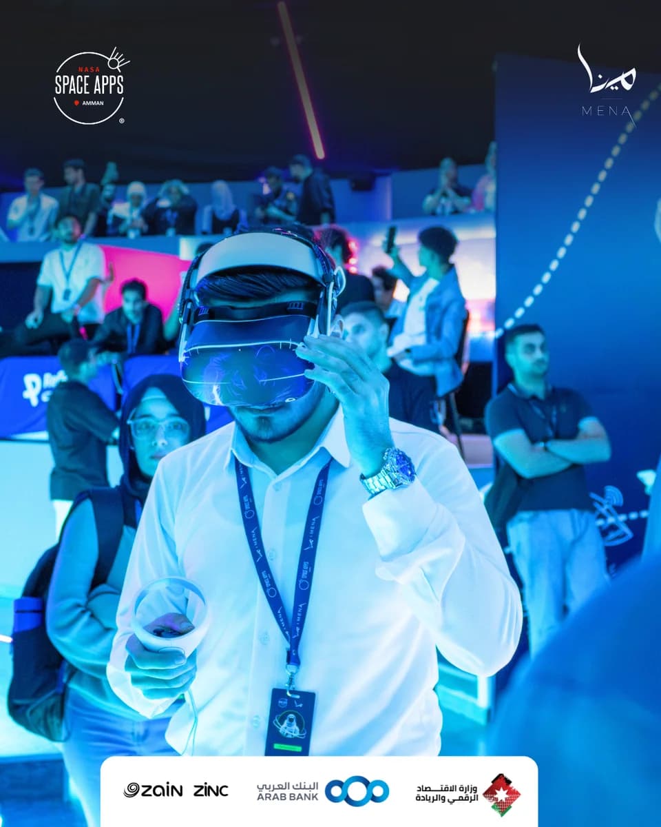 Participant testing a virtual reality experience at the 2025 Amman event